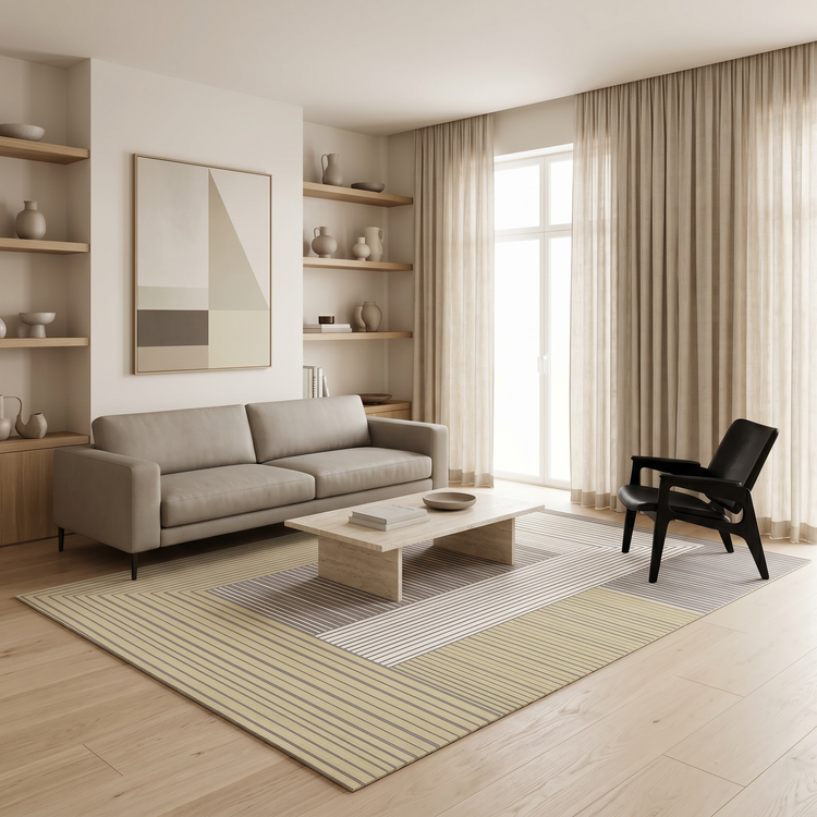 دکور مدرن مینیمال با فرش ماشینی 500 شانه فیلامنت